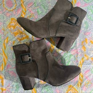 White Mountain grey heeled booties blue grey